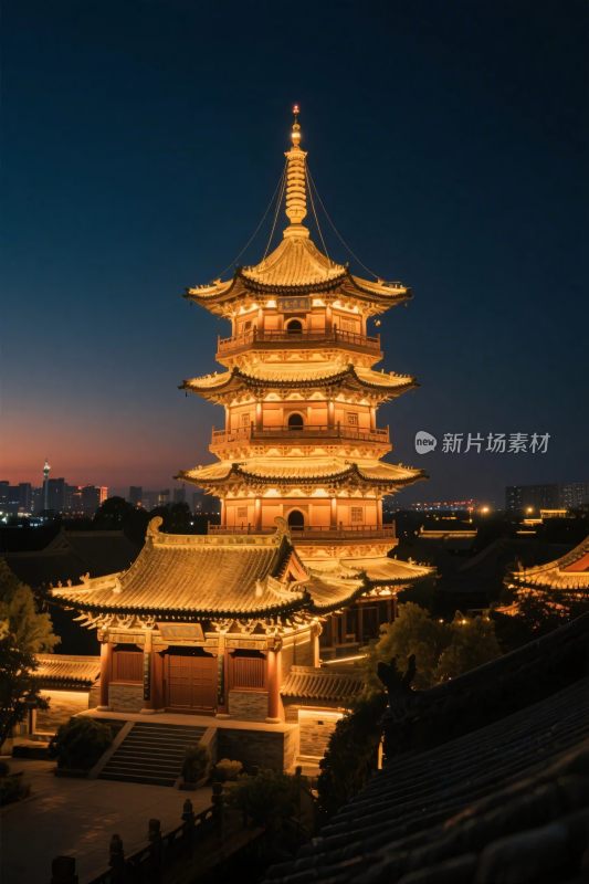 古塔夜景建筑