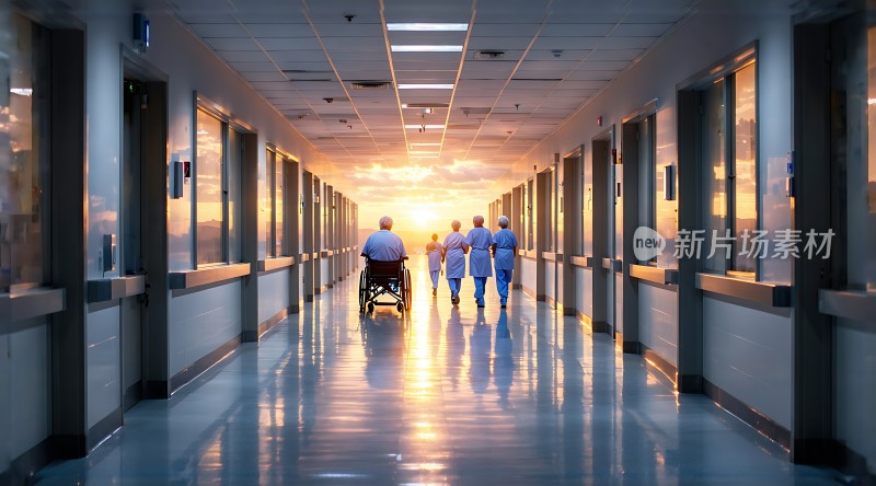 阳光下的医院走廊