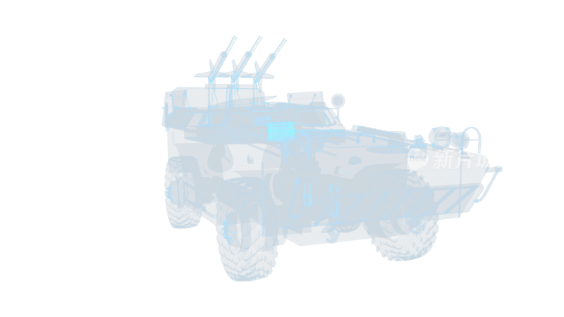 装甲坦克车 军事科幻透明网格线框军队4