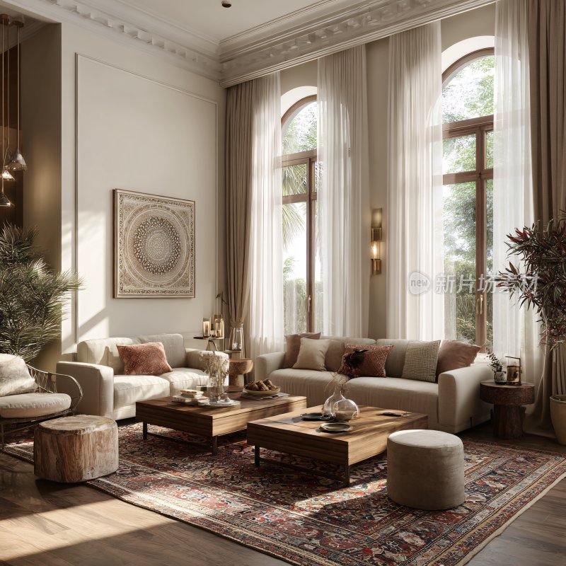 优雅温馨的现代客厅室内场景