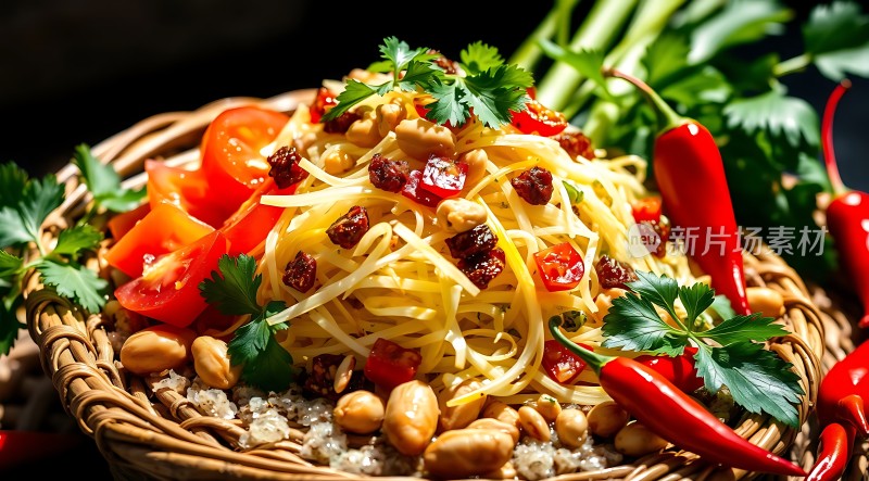 香辣凉皮拌花生