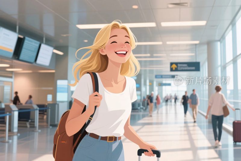机场旅客插画