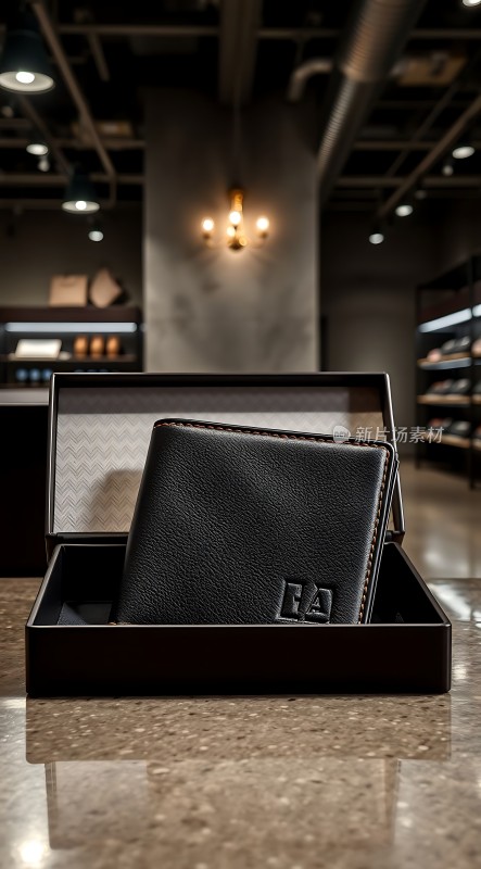 黑色皮质钱包展示