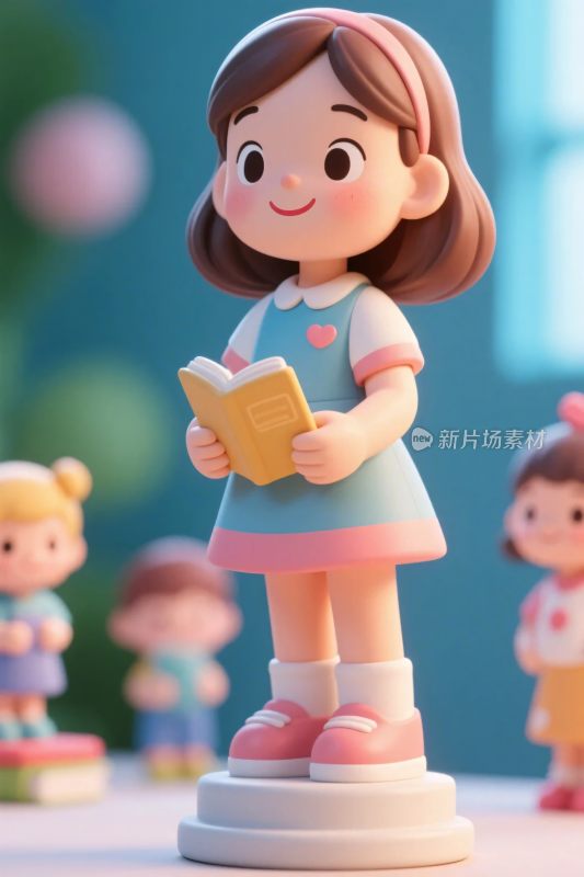 卡通女孩玩偶插画