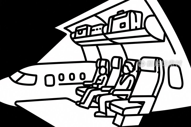 飞机客舱内部插画