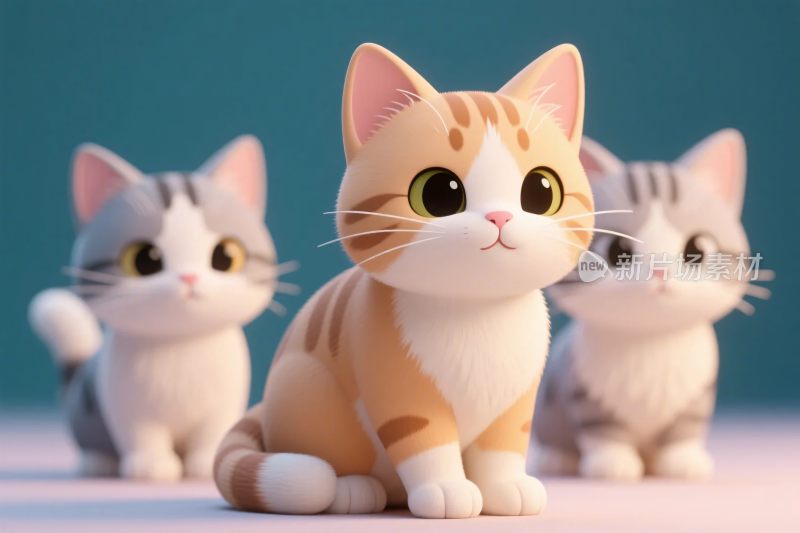 三只可爱猫咪插画