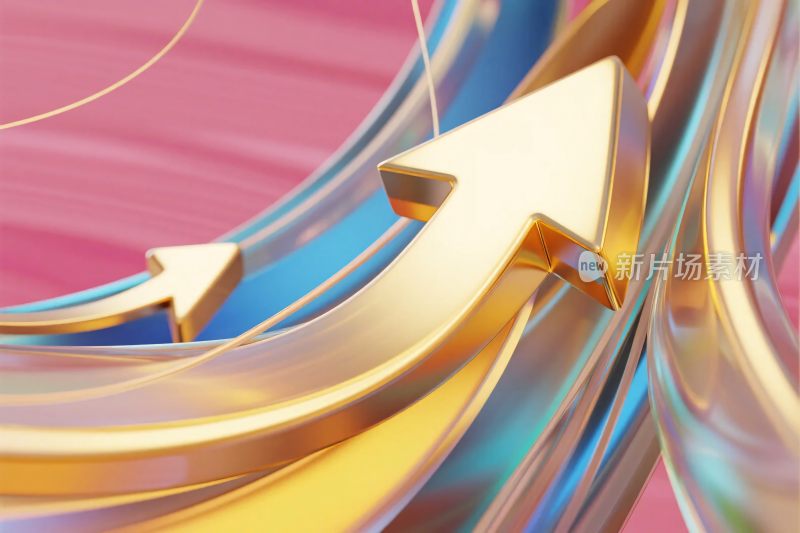 金色箭头动感插画