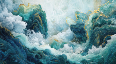 中国风金镶玉山峦意境图 中国风金镶玉山峦意境图