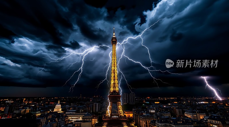 巴黎铁塔闪电之夜