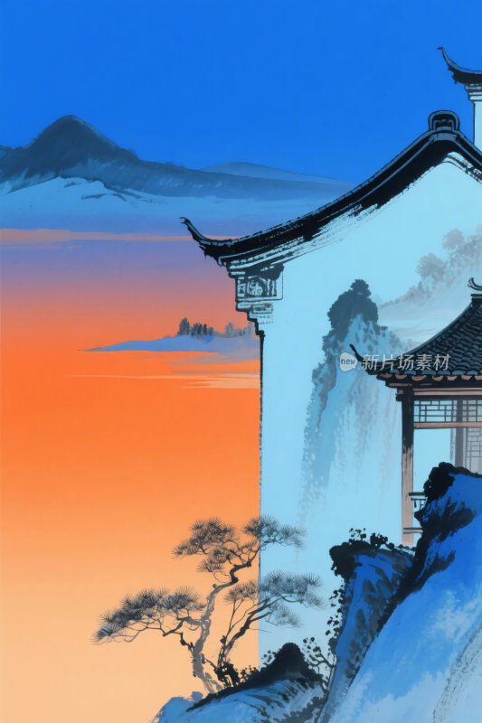 古风山水风景插画