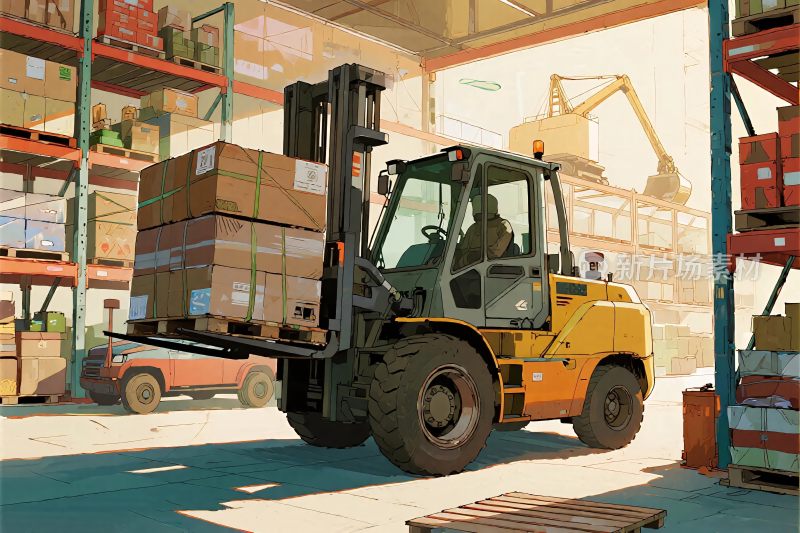 仓库叉车货物装载