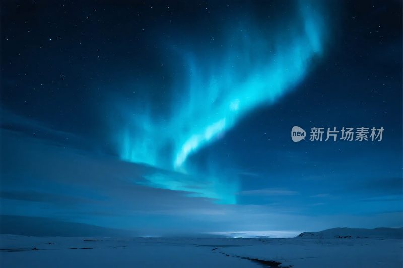 极光雪景夜景图