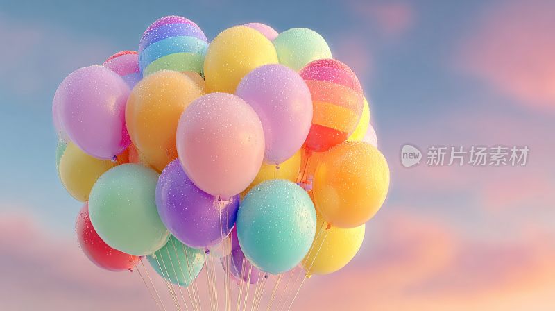 多彩气球飘于梦幻天空