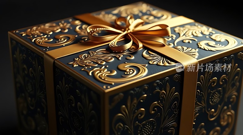 金色丝带装饰礼品盒