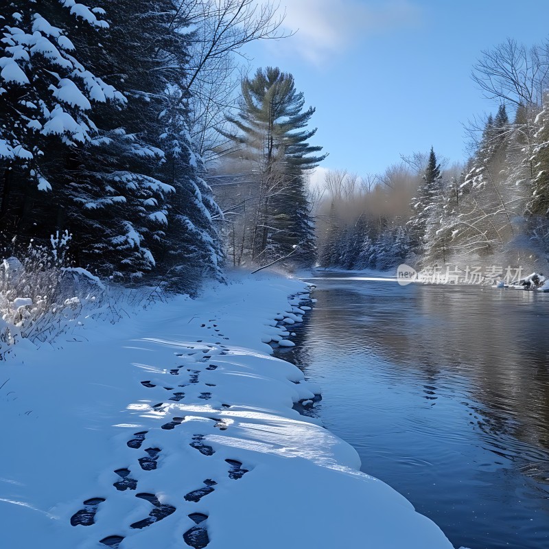 雪地小径与河流