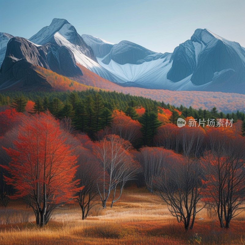 长白山秋林映红