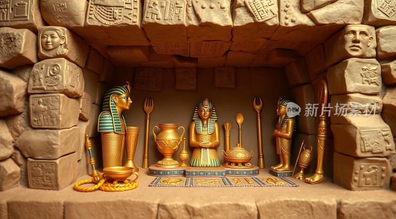古埃及黄金雕像与石雕艺术