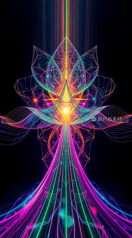 五彩光束绽放的花朵