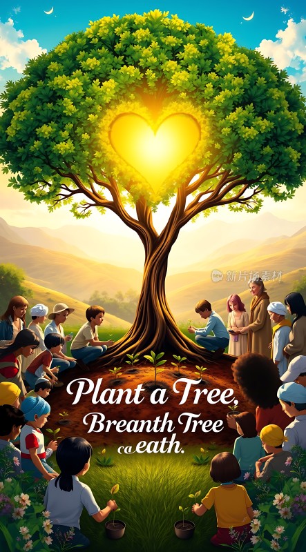 种树造林绿意盎然