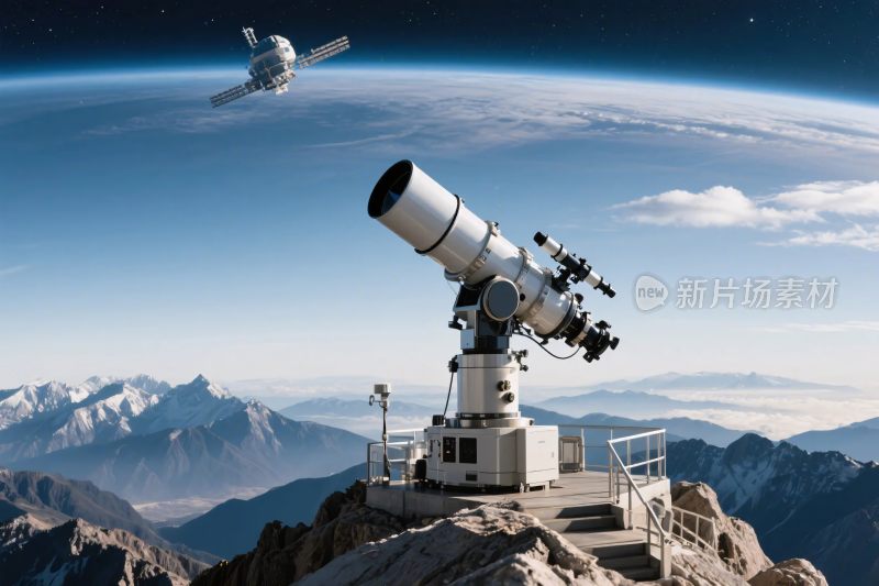 天文望远镜观测星空场景