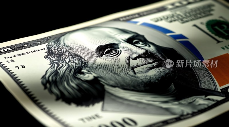 百元美钞特写展现细节之美