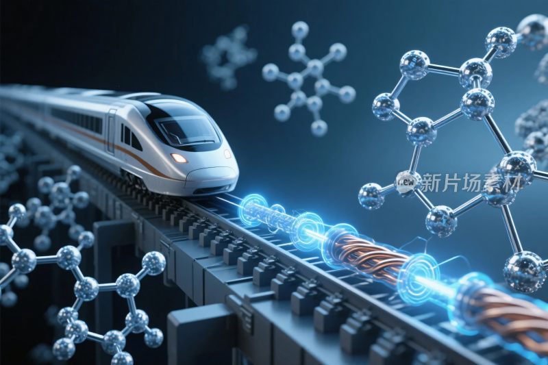 高速列车分子科技插画