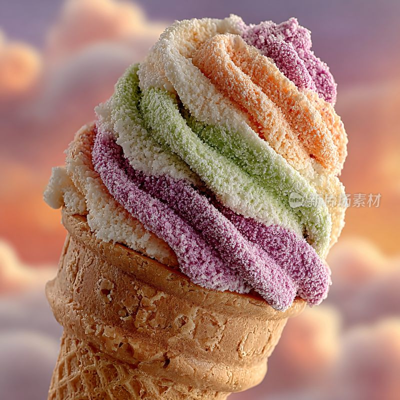 多彩美味的冰淇淋甜筒
