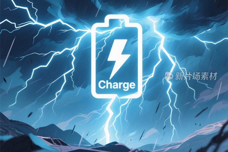 闪电能量电池插画