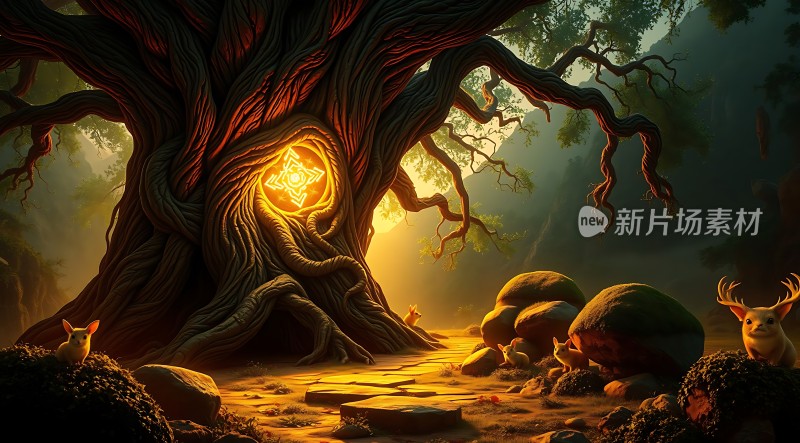 神秘森林中的古老树洞