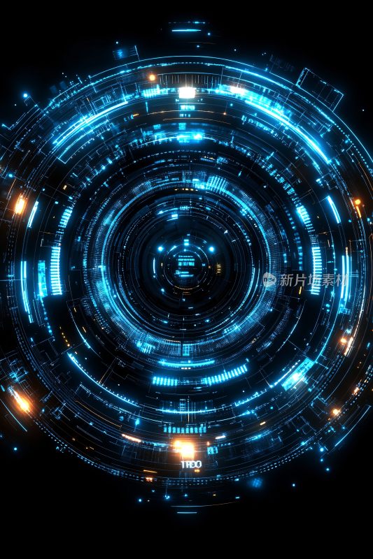 科技感蓝色环形光效图案