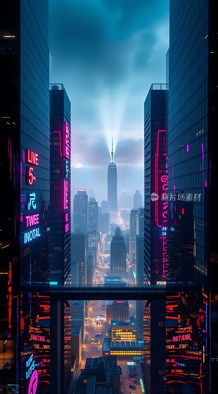 霓虹闪烁的未来都市