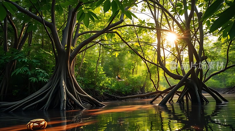 阳光下的红树林