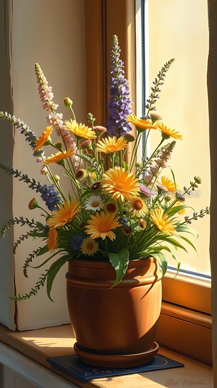 阳光下的花艺展示