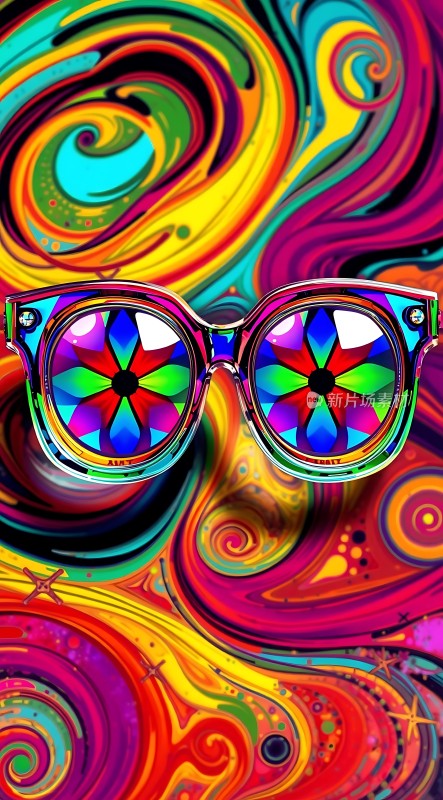 彩色眼镜迷幻背景