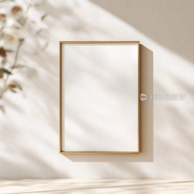 墙边金色相框空白画框场景