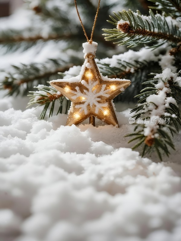 雪中圣诞星挂饰