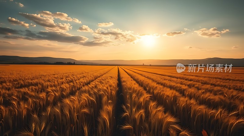 金色麦田日落时分