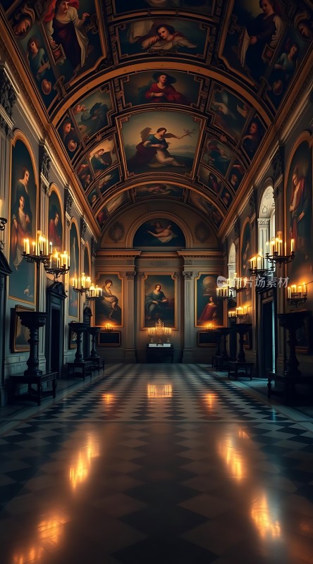 艺术殿堂光影交错壁画辉煌