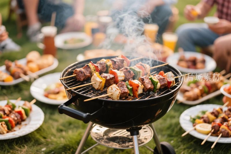 户外烧烤聚会场景