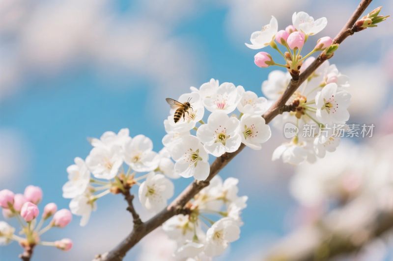 樱花枝头蜜蜂图