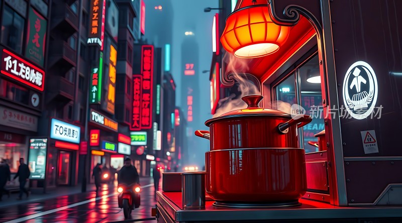 霓虹灯下的街头美食