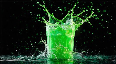 绿色饮料溅起的水花 绿色饮料溅起的水花