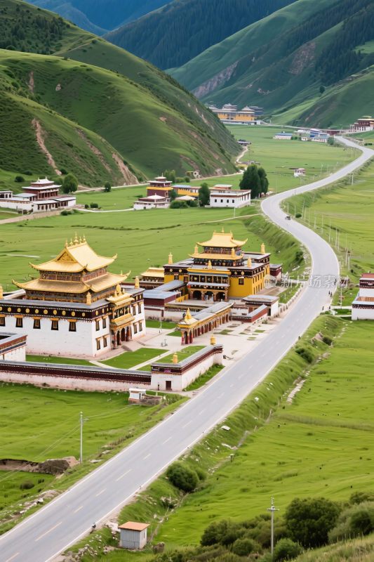 藏式寺庙山水风光