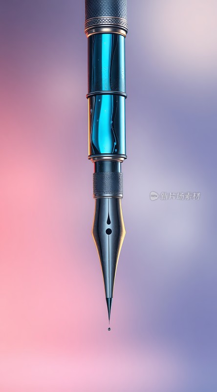 蓝光笔尖滴墨
