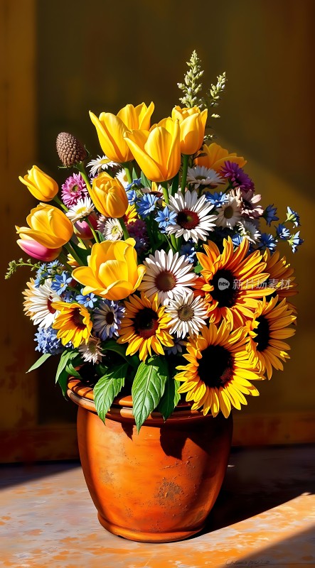 阳光下的多彩花艺