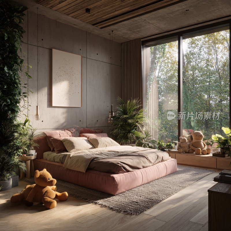 现代绿植环绕的温馨卧室