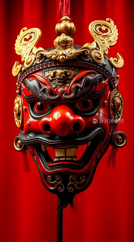 红色面具金饰点缀威武雄壮