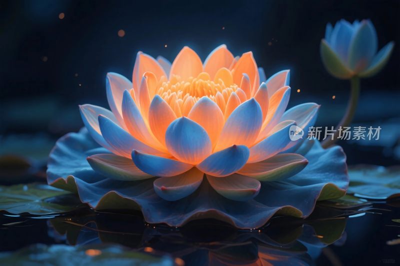 发光莲花梦幻插画