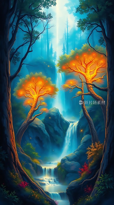 神秘瀑布森林奇景