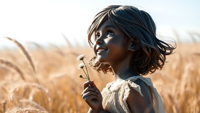 金色麦田中的微笑女孩 金色麦田中的微笑女孩